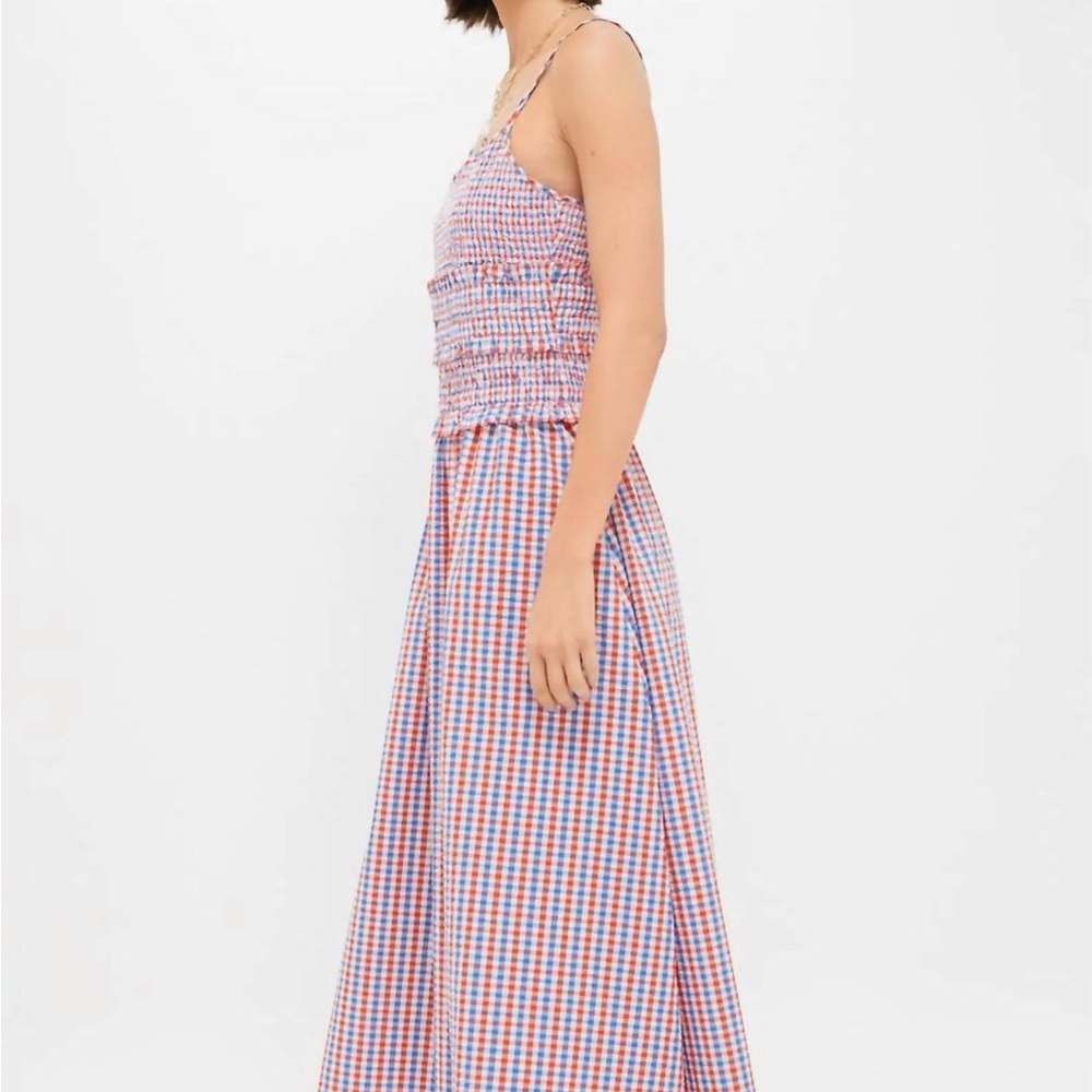 NWT Hunter Bell Francie Sun Dress In Lighthouse Gingham Large L Blue Red July 4 - Picture 4 of 11